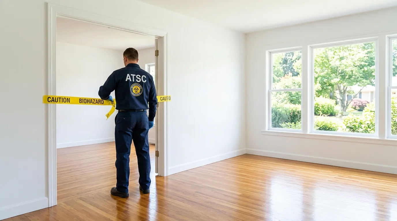 Certified biohazard cleanup crew performing Decomposition Cleanup in East Boston
